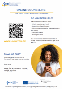 Online-Beratung - englischer Flyer